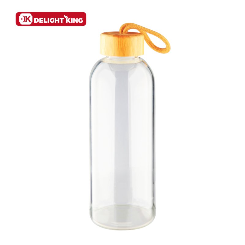 High borosilicate glass water drinking bottle classic design with bamboo lid BPA free glass fancy glass water bottle