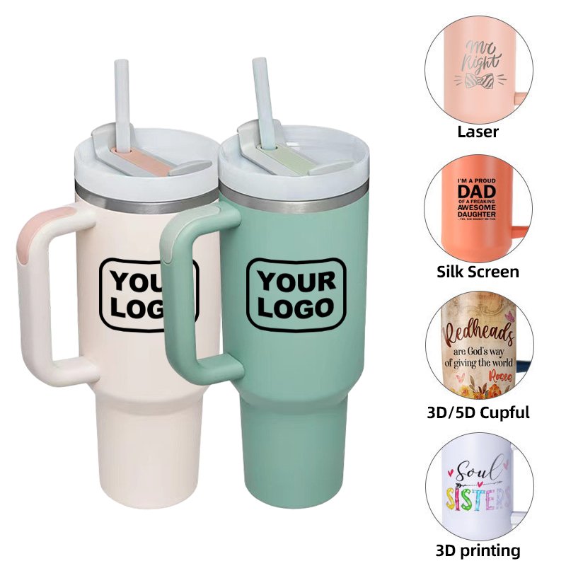 Stocked Classic Coffee Mug Thermal Glasses 304 Stainless Steel Insulated Tumbler With Straw lids Cup 40 oz With Handle