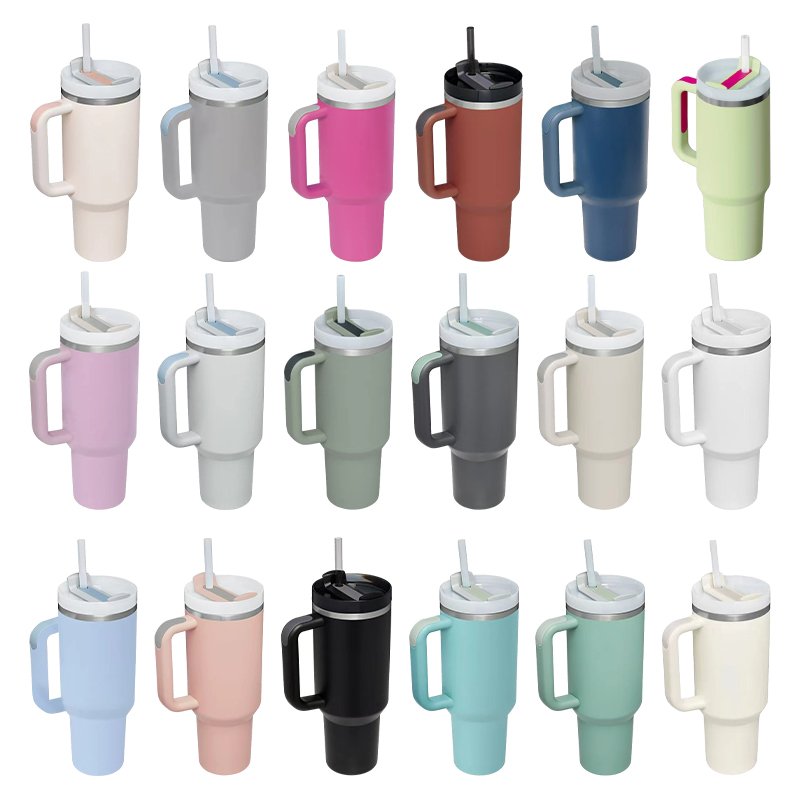 Stocked Classic Coffee Mug Thermal Glasses 304 Stainless Steel Insulated Tumbler With Straw lids Cup 40 oz With Handle