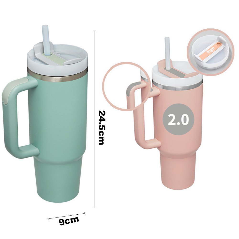 Stocked Classic Coffee Mug Thermal Glasses 304 Stainless Steel Insulated Tumbler With Straw lids Cup 40 oz With Handle