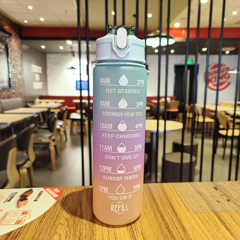 Fitness time maker tritan sk pc bpa free plastic protein custom logo 32oz 1 litter motivational 1000ml water bottle for sport