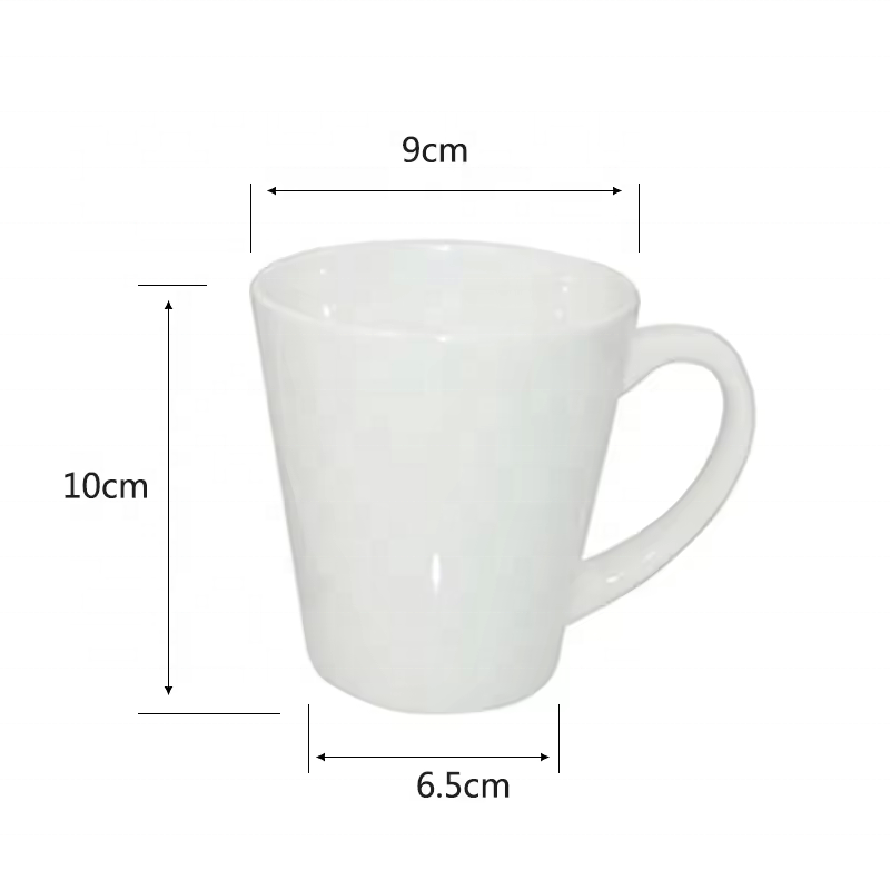 Prosub Wholesale Conical 12oz Sublimation Coffee Mug Custom Printing Blank White Sublimation Ceramic Cup