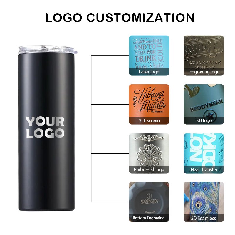Custom logo Double Wall Coffee Mug 20oz Insulated Stainless Steel straight skinny tumbler Luxury Space Business Beer