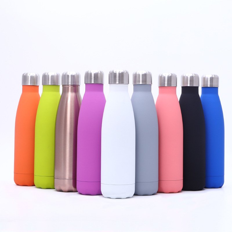 Custom 350ml Double Wall Rubber Paint 500ml Stainless Steel Cola Shaped Water Bottles Coffee Mugs Tumbler Cups