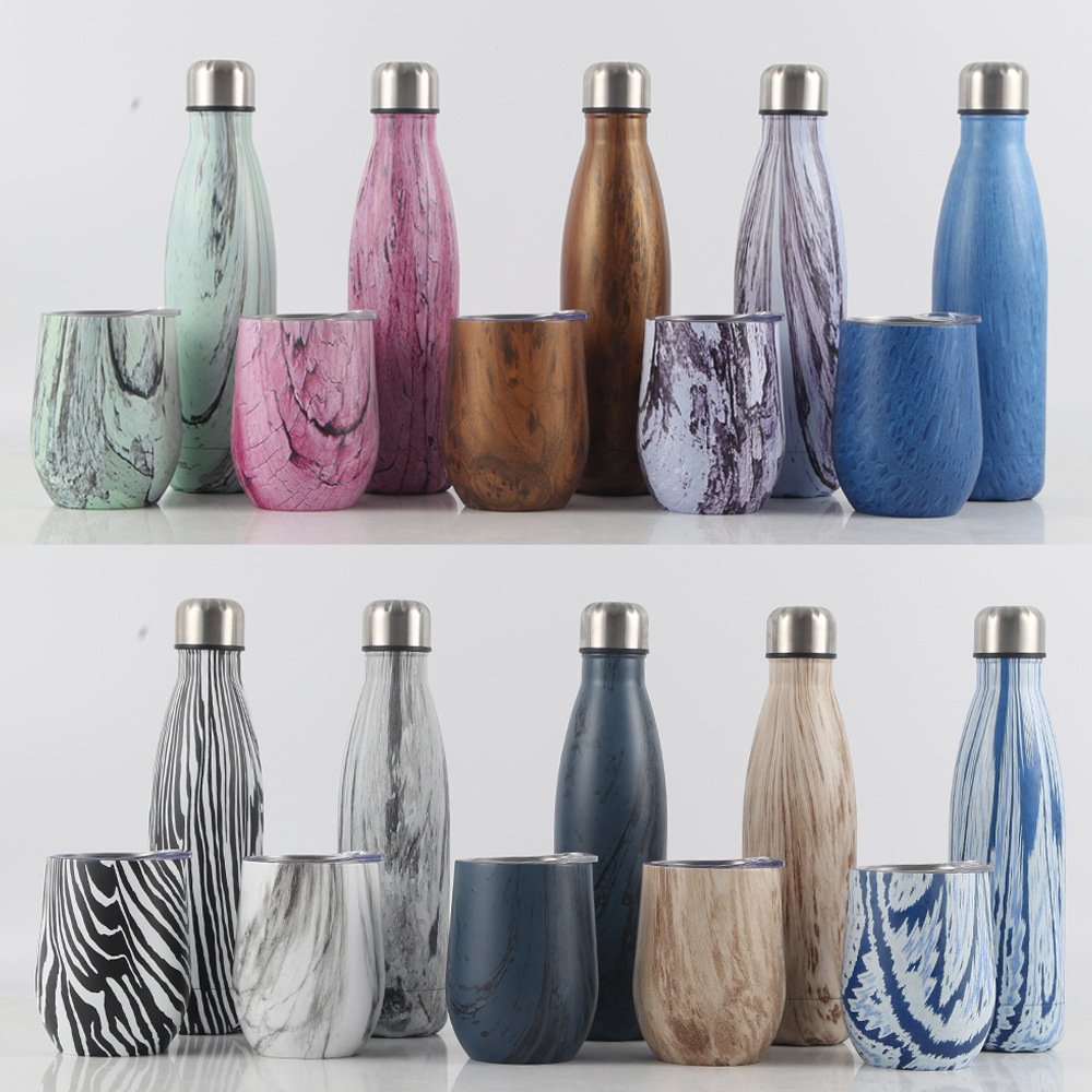 Custom 350ml Double Wall Rubber Paint 500ml Stainless Steel Cola Shaped Water Bottles Coffee Mugs Tumbler Cups