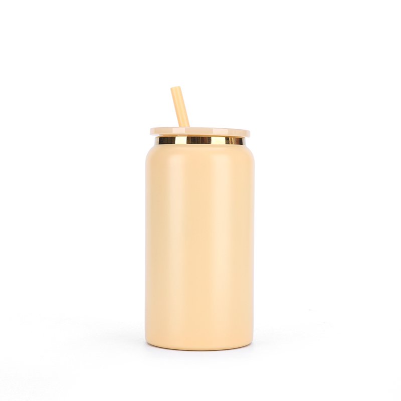 16oz customized colorful Mason Can tumbler 304 stainless steel water cup double wall insulated mugs without handle 480ml