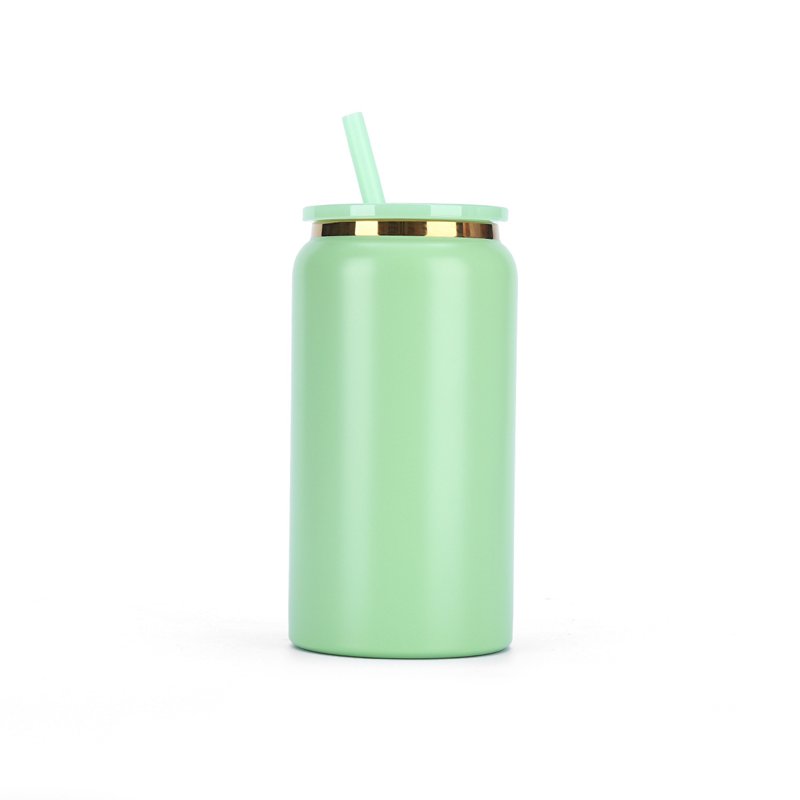16oz customized colorful Mason Can tumbler 304 stainless steel water cup double wall insulated mugs without handle 480ml