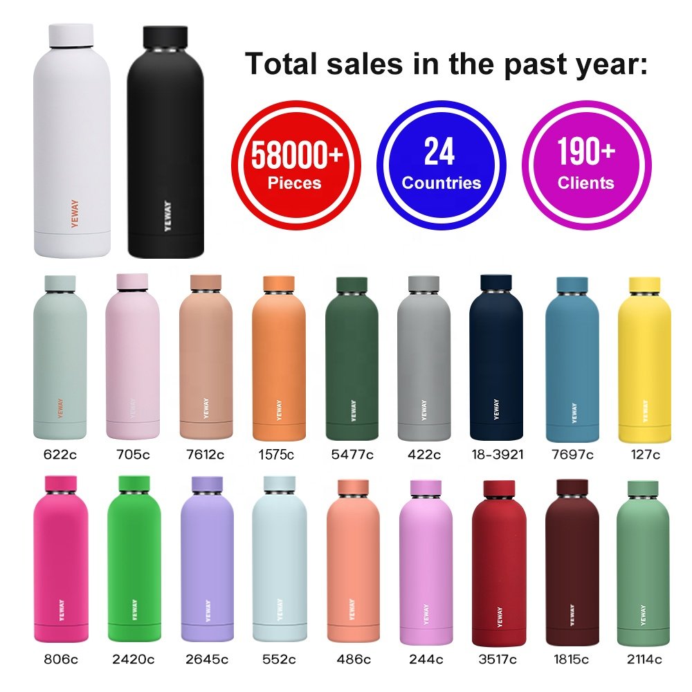 Yeway Custom Gym Cute Water Bottle 350 500ml Metal Travel Water Bottle Wholesale Thermal Flask Travel Sports Water Bottle Cup
