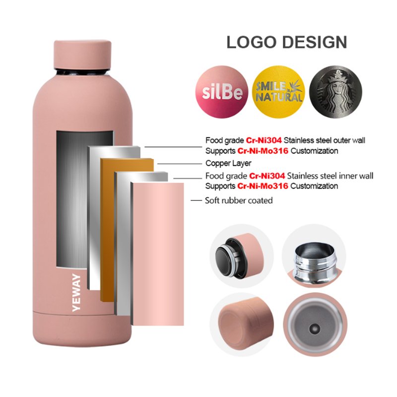 Yeway Custom Gym Cute Water Bottle 350 500ml Metal Travel Water Bottle Wholesale Thermal Flask Travel Sports Water Bottle Cup