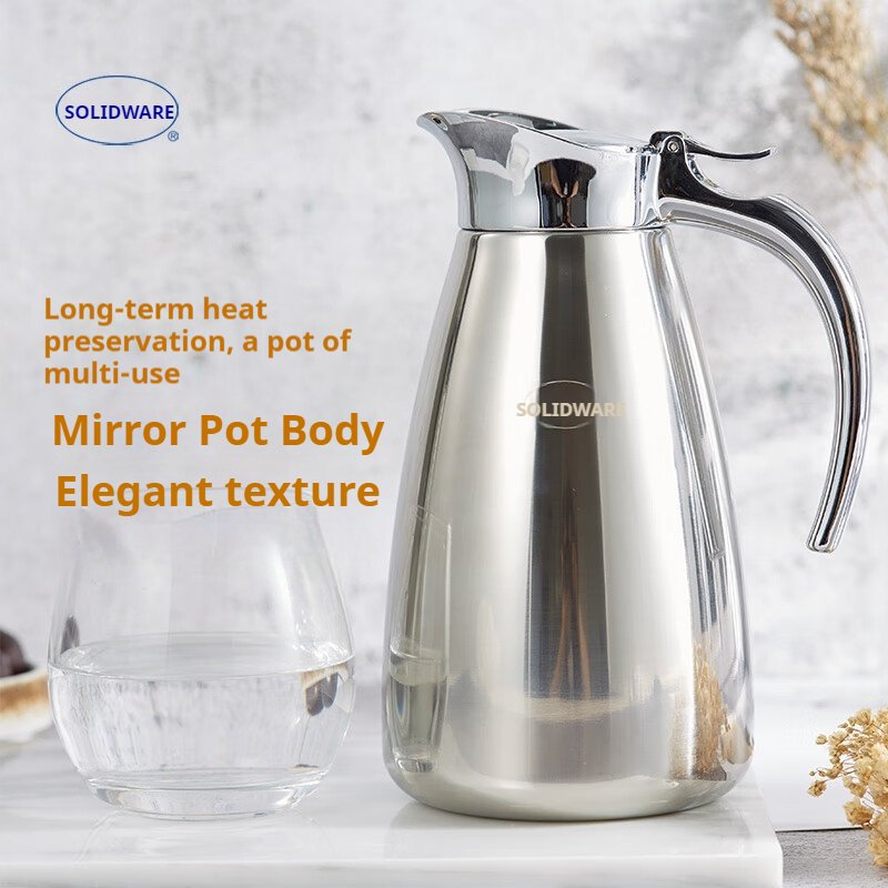 SOLIDWARE 600ML Vacuum Flask Pot Thermos Mug Vaccum Coffee Pot Stainless Steel 304 Portable for Home