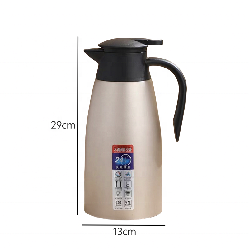 Simple stylish golden 2L Large capacity 304 stainless steel vacuum flask kettle suitable for meeting venues