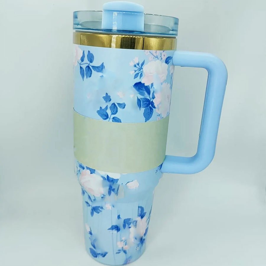 New high capacity Wholesale 40oz Stainless Steel Insulated Cup Car Travel Coffee Mug Water Bottle with Handle Lid Straw
