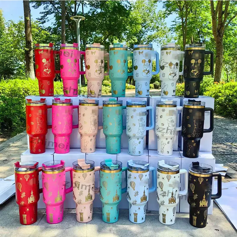 New high capacity Wholesale 40oz Stainless Steel Insulated Cup Car Travel Coffee Mug Water Bottle with Handle Lid Straw