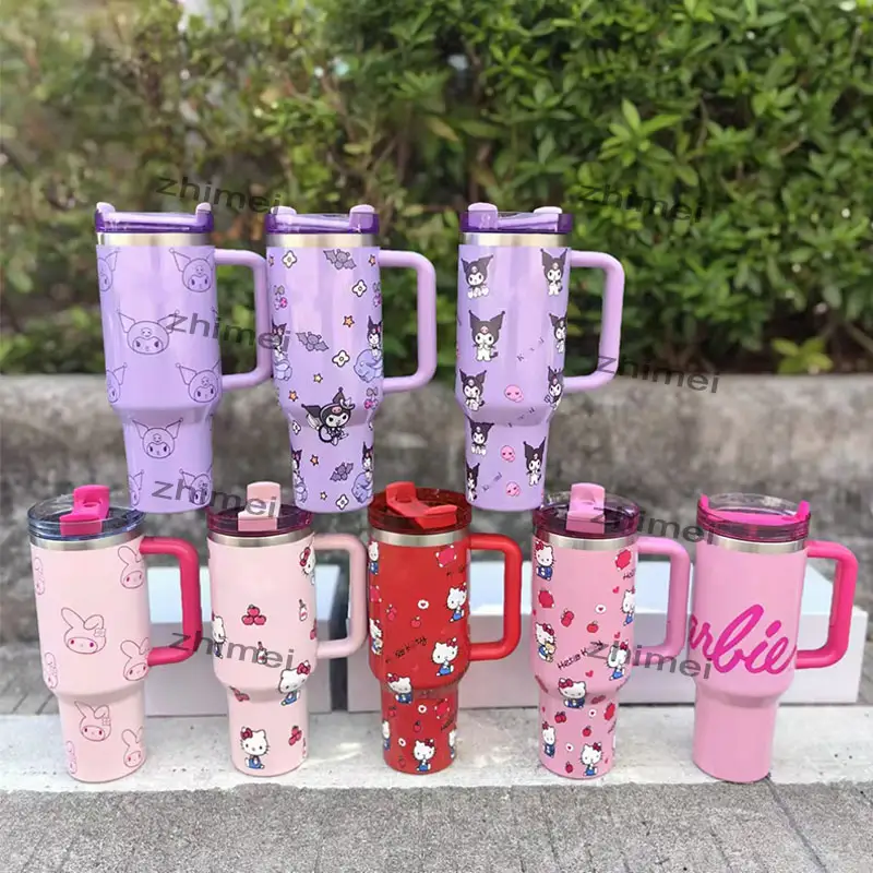 New high capacity Wholesale 40oz Stainless Steel Insulated Cup Car Travel Coffee Mug Water Bottle with Handle Lid Straw