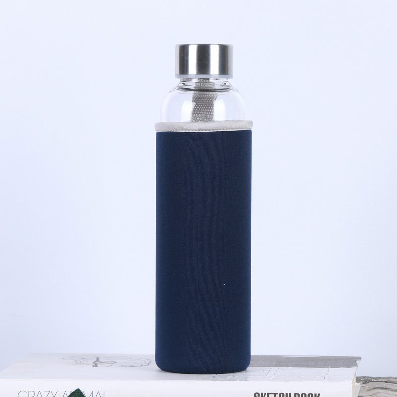 Hot Fancy 280ml 360ml 420ml 550ml BPA free Drinking Borosilicate Glass Water Bottle With Neoprene Cover and stainless steel / ba