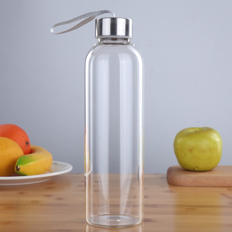 Hot Fancy 280ml 360ml 420ml 550ml BPA free Drinking Borosilicate Glass Water Bottle With Neoprene Cover and stainless steel / ba