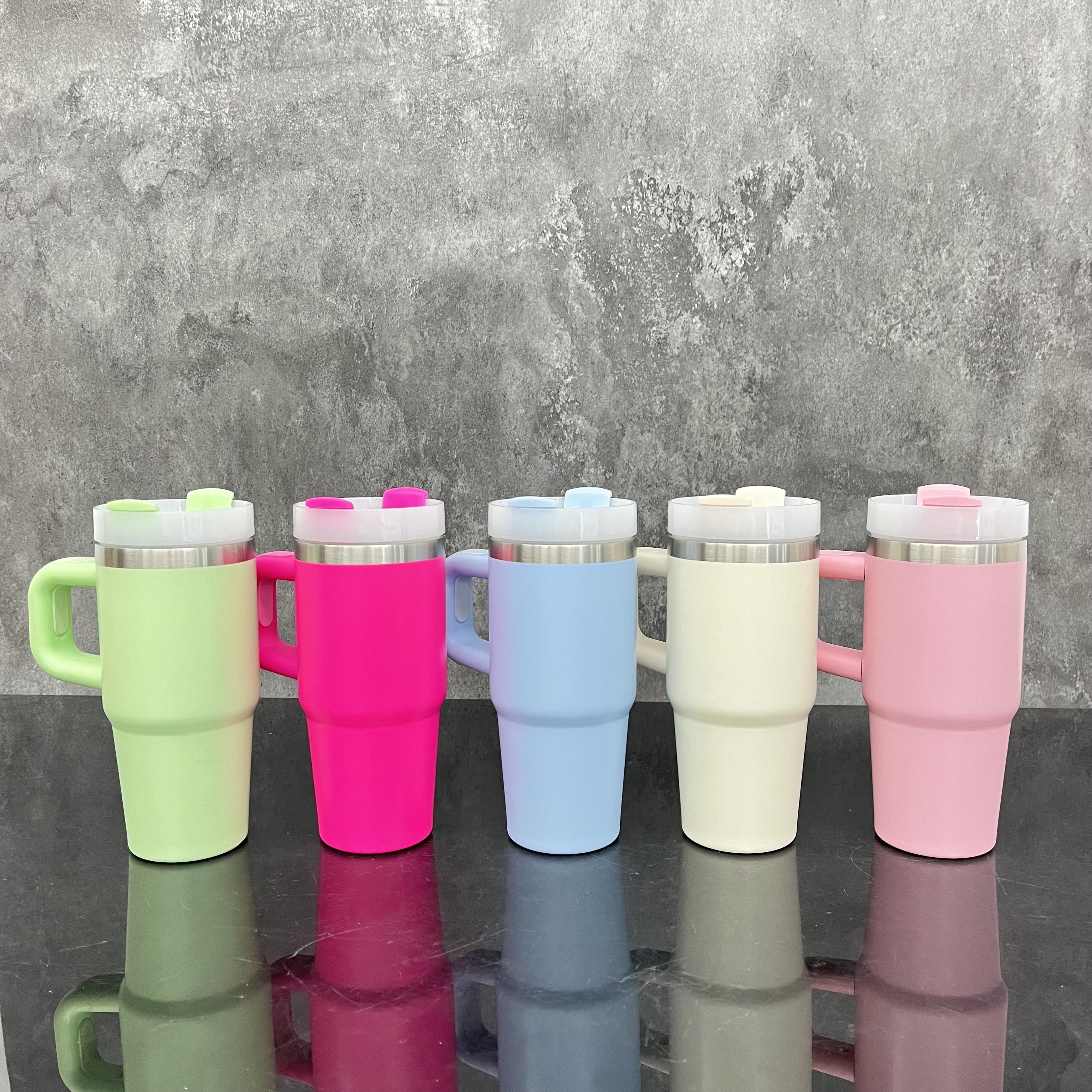 USA warehouse 14oz stainless steel vacuum water bottle mug with handle 14 oz gold plated macaron tumbler cup for laser engrave