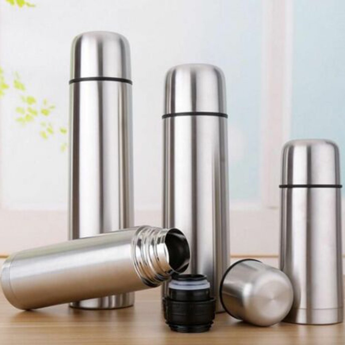 500ml 750ml 1000ml Wholesale Classic Bullet Stainless Steel Vacuum Flask Insulated Thermos with pouch