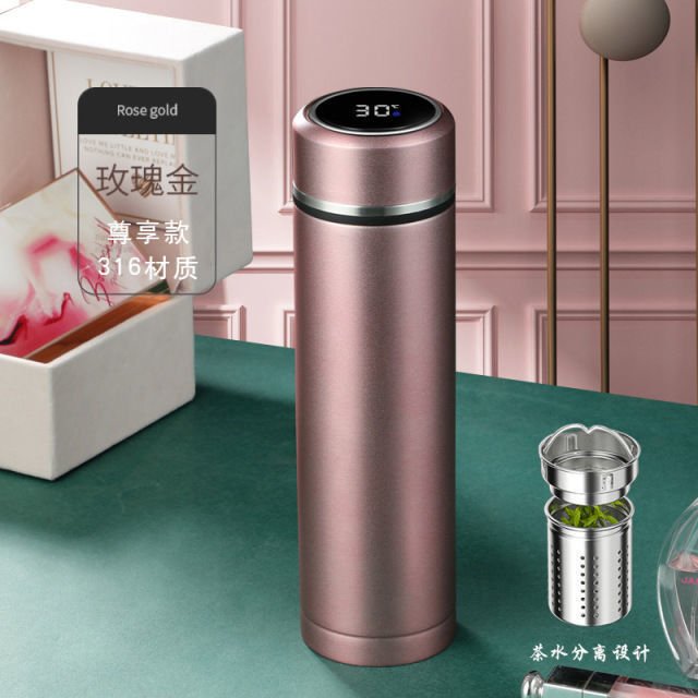 Luxury 500ml Smart LED Temperature Display Insulation Water Bottle 316 Stainless Steel Intelligent Vacuum Flask Business Gift