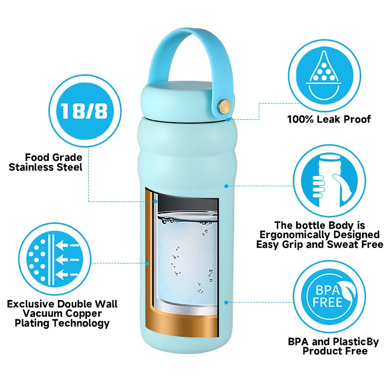 High Quality Stainless Steel Insulated Vacuum Flasks Water Bottle Sport Portable Cloud Shape Bottles with PP Plastic Handle Lid