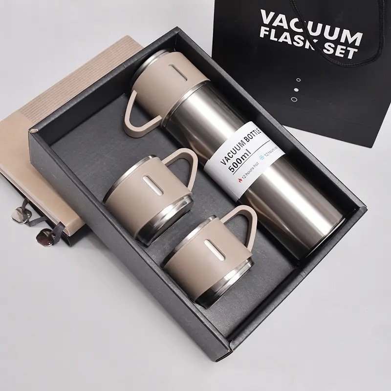 Corporate Business Gift Box Set Drinkware Set Thermos Vacuum Flask Stainless Steel Water Bottle Custom Logo Luxury with 2 Cup