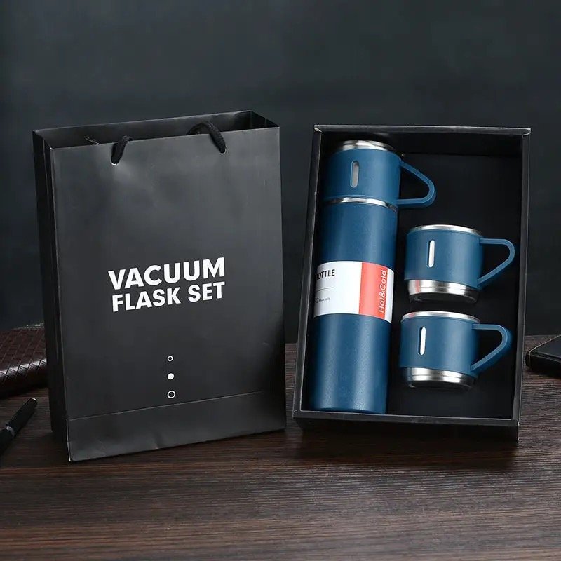 Corporate Business Gift Box Set Drinkware Set Thermos Vacuum Flask Stainless Steel Water Bottle Custom Logo Luxury with 2 Cup