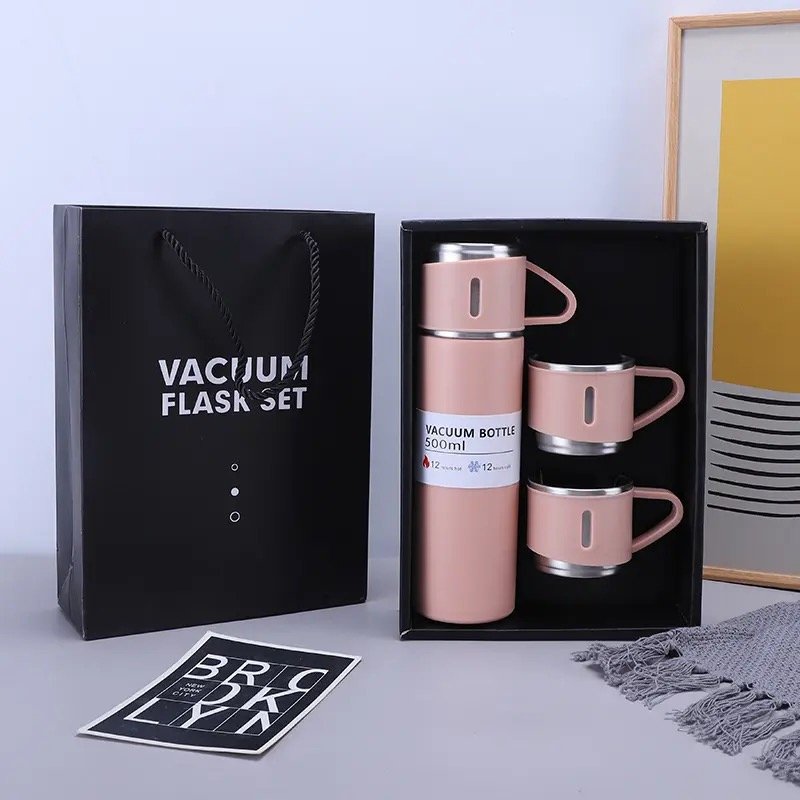 Corporate Business Gift Box Set Drinkware Set Thermos Vacuum Flask Stainless Steel Water Bottle Custom Logo Luxury with 2 Cup