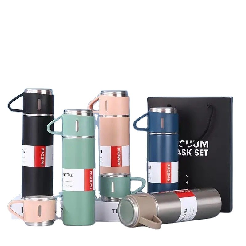 Corporate Business Gift Box Set Drinkware Set Thermos Vacuum Flask Stainless Steel Water Bottle Custom Logo Luxury with 2 Cup