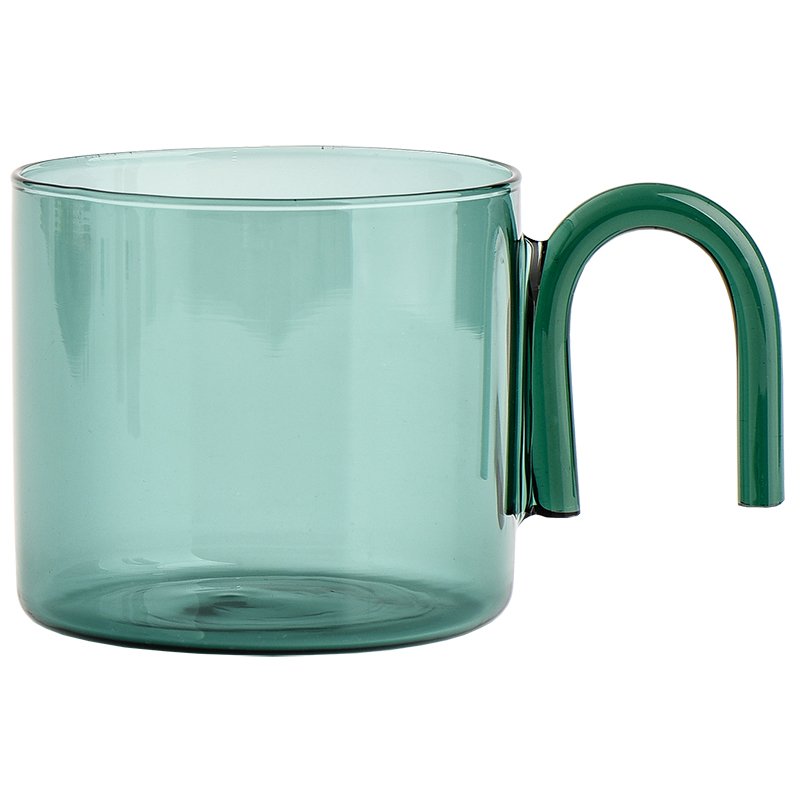 300ML INS Style Colored Glass Coffee Mug Heat-resistant Handgrip Breakfast Milk Tea Juice Cup Microwave Safe Birthday Gift