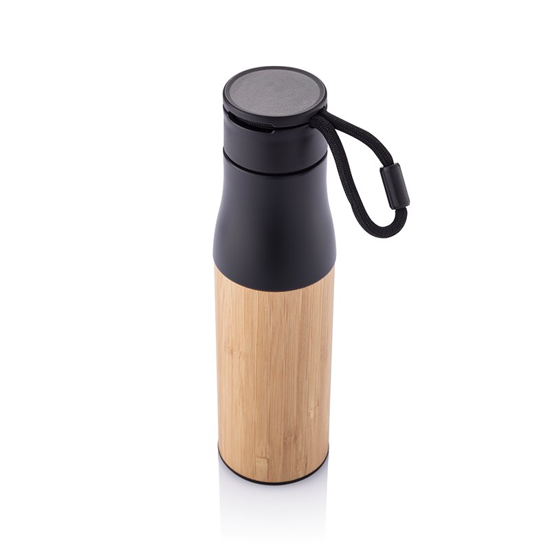 Dishwasher Safe Vacuum Flasks 17oz Recycled Insulated Stainless Steel Water Bottle with Bamboo Case