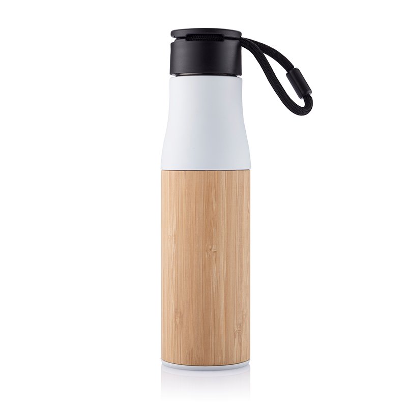 Dishwasher Safe Vacuum Flasks 17oz Recycled Insulated Stainless Steel Water Bottle with Bamboo Case
