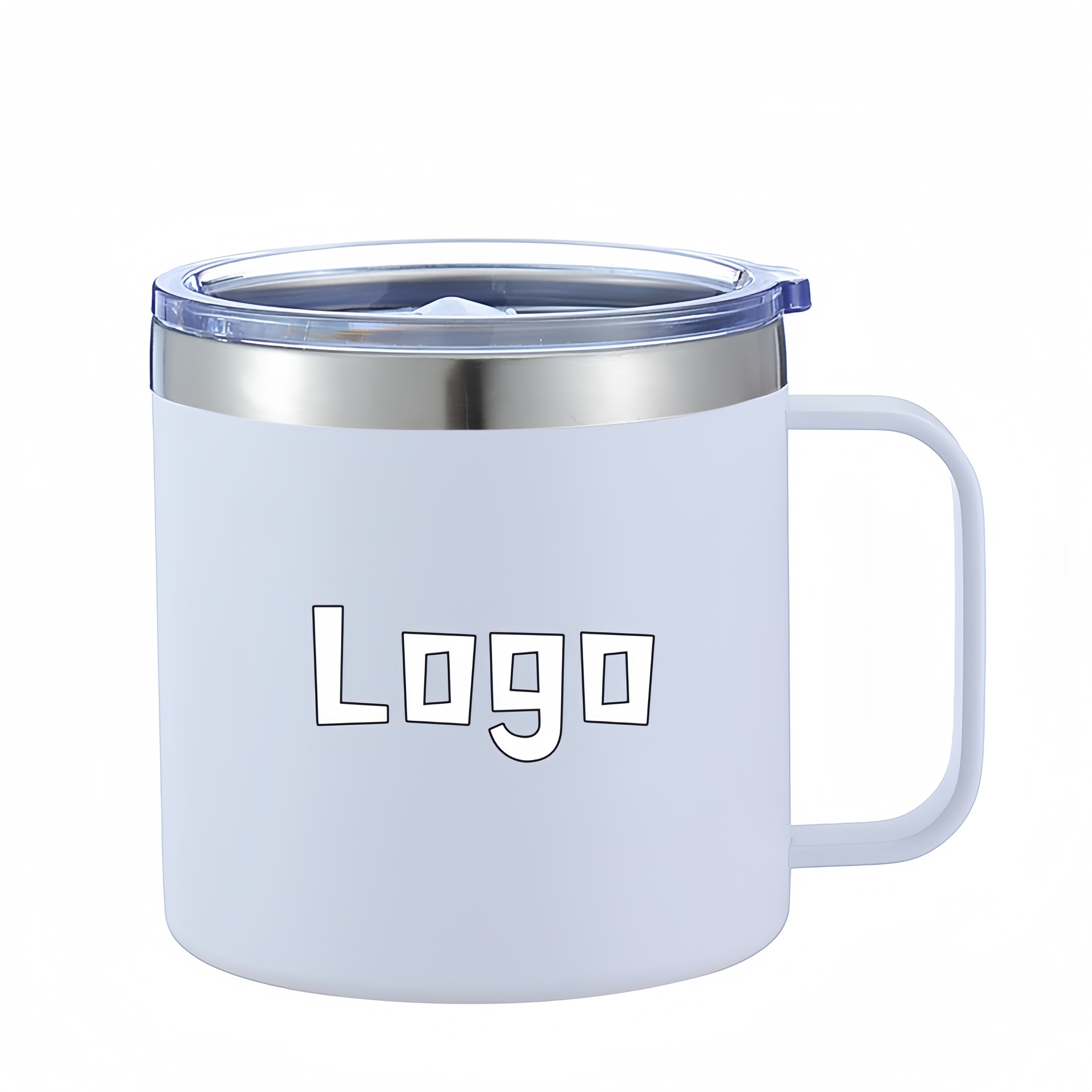 Wholesale 14 oz Powder Coated Reusable tumbler Insulated Stainless Steel Coffee Mug with Handle Double Wall Coffee Travel Mug