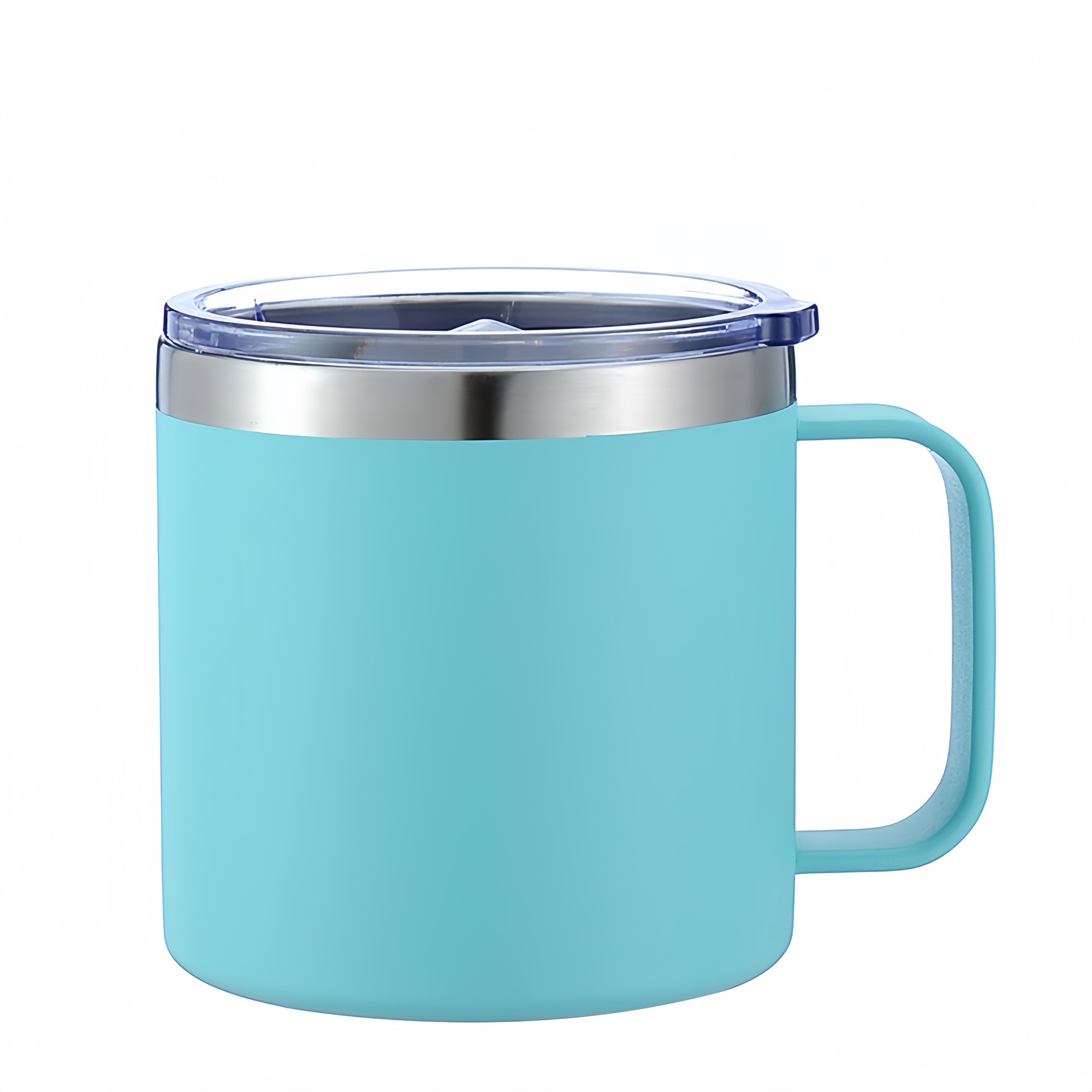 Wholesale 14 oz Powder Coated Reusable tumbler Insulated Stainless Steel Coffee Mug with Handle Double Wall Coffee Travel Mug