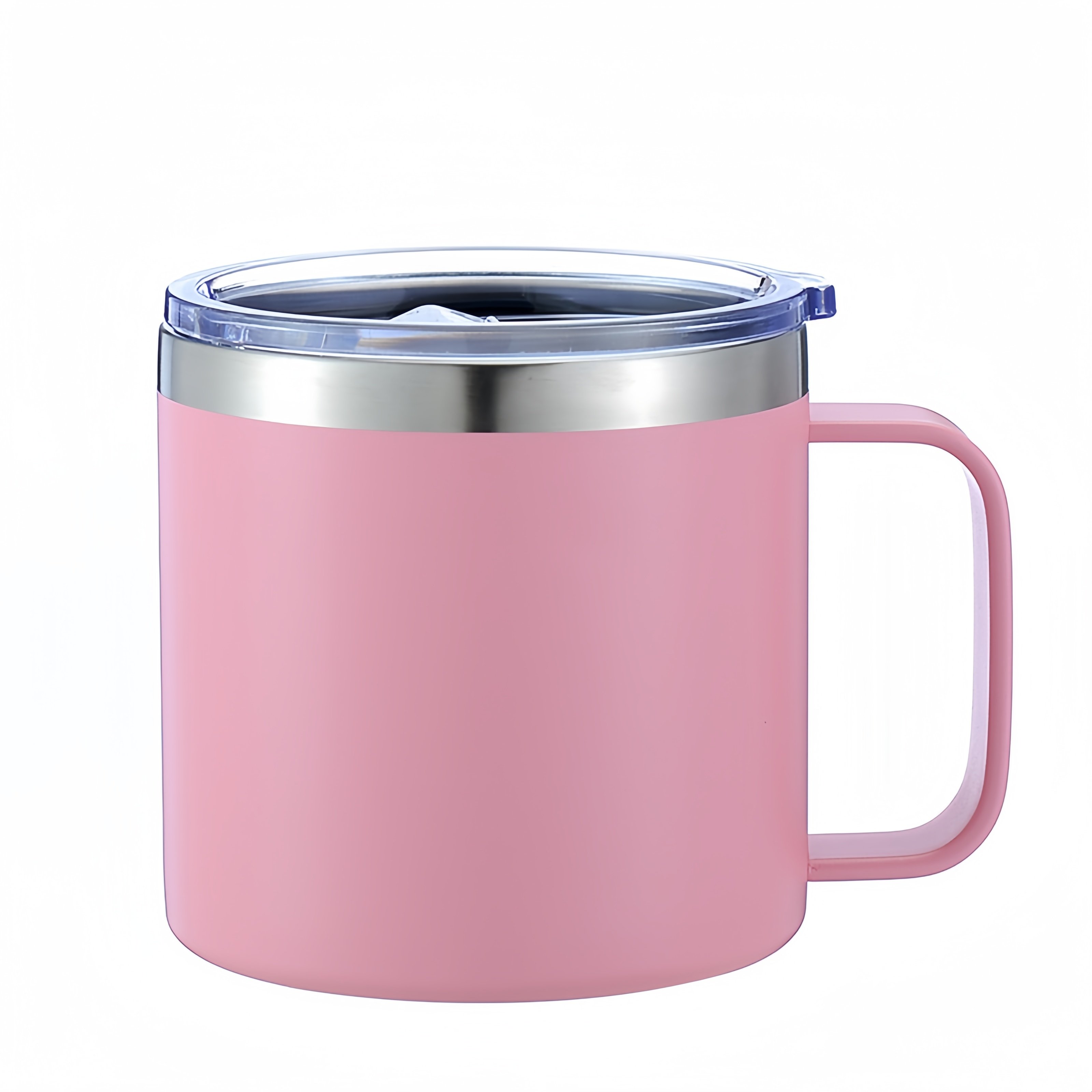 Wholesale 14 oz Powder Coated Reusable tumbler Insulated Stainless Steel Coffee Mug with Handle Double Wall Coffee Travel Mug