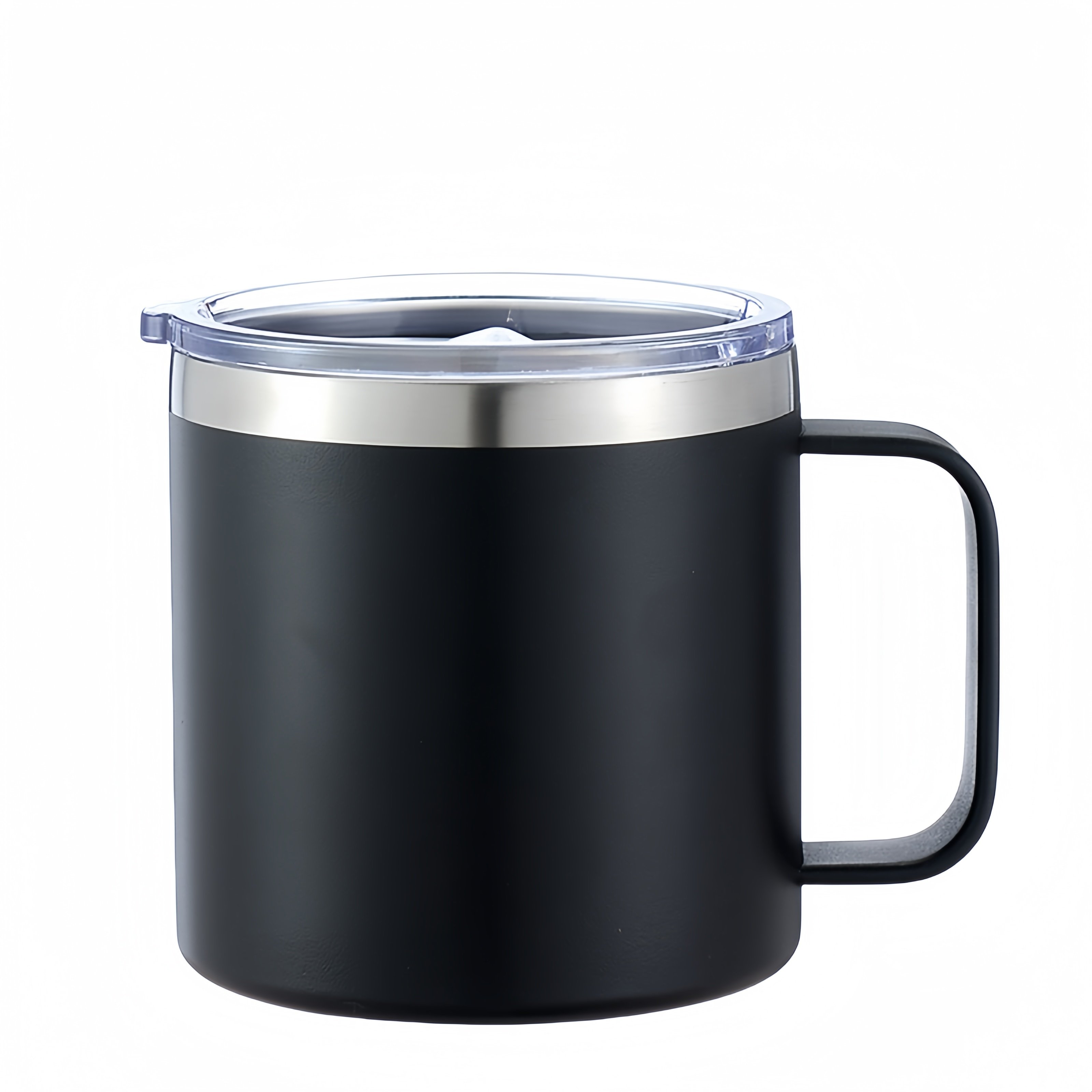 Wholesale 14 oz Powder Coated Reusable tumbler Insulated Stainless Steel Coffee Mug with Handle Double Wall Coffee Travel Mug