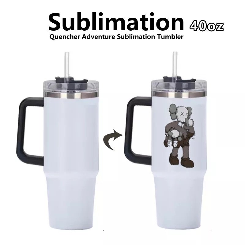 blank sublimation mug 40oz Adventure Travel Tumbler With Handle & Straw termos