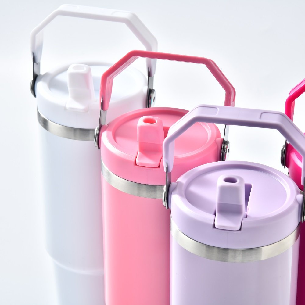 2024 Hot 304 Stainless Steel Insulated Straw Cup Vacuum Flask Thermos for Coffee Car Fitness Outdoor Sports with Lid and Handle