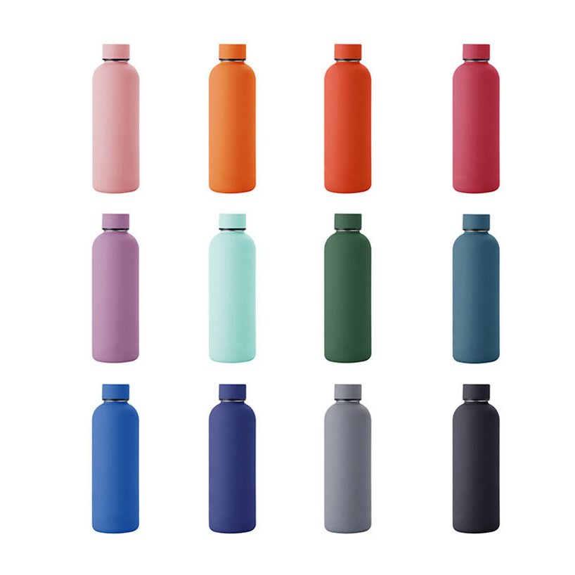 Colorful stainless steel vacuum flasks & thermoses with powder coated 500ml insulated portable bottle water with small mouth