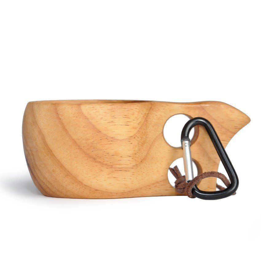 Nordic Style Handmade Wooden Coffee Cup Camping Hiking Survival Portable Outdoor Natural Wood Camp Mug