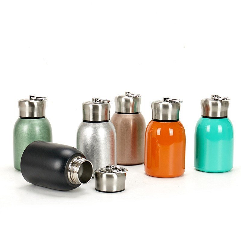 GZYSL 300ML Mini Portable Thermos Mug Simple Big Belly Thermos Measuring Cup Stainless Steel Travel Coffee Bottle with Handle