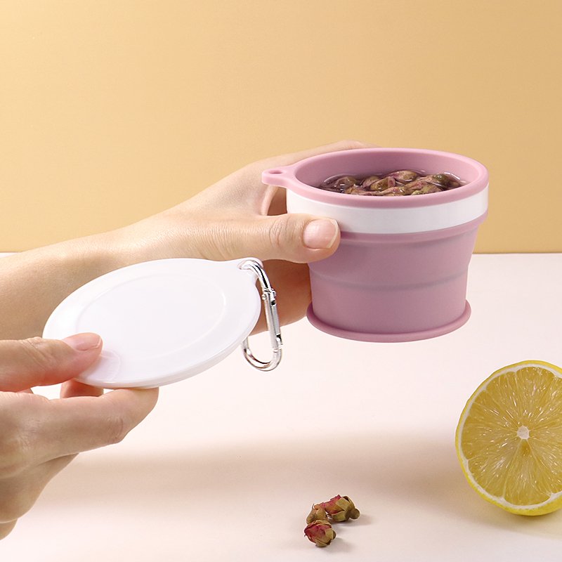 Wholesale 170ml Small Pocket Size Mini Silicone Cup Portable Collapsible Folding Reusable Camping Water Coffee Cup Mugs with Lid