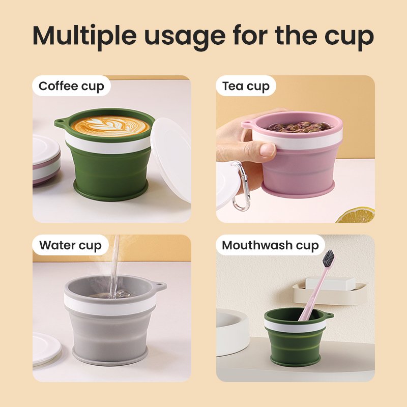 Wholesale 170ml Small Pocket Size Mini Silicone Cup Portable Collapsible Folding Reusable Camping Water Coffee Cup Mugs with Lid