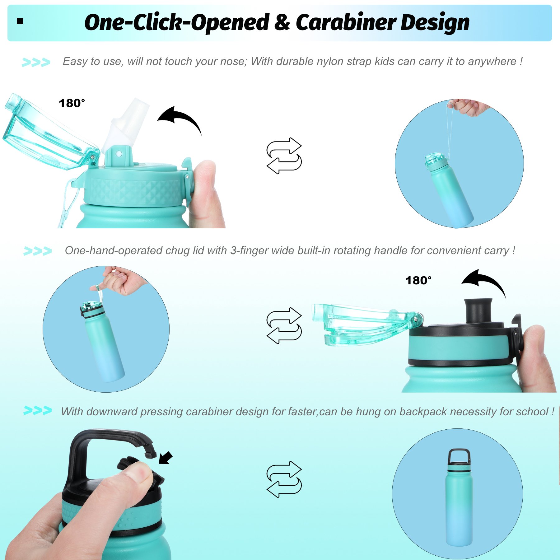 Double Wall Water Bottle Stainless Steel Flask Sports Bottle with Handle Lid vacuum insulated stainless steel 12oz 32oz 20oz
