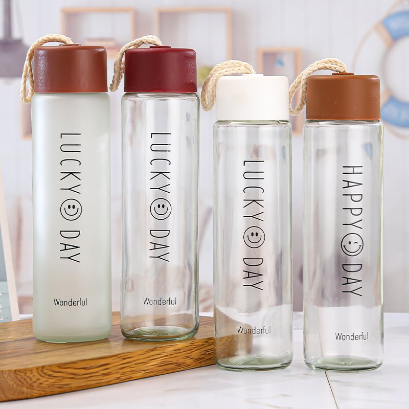 Hot Sale 360ml Cute Frosted Color Drinkware Matte Glass Water Bottle
