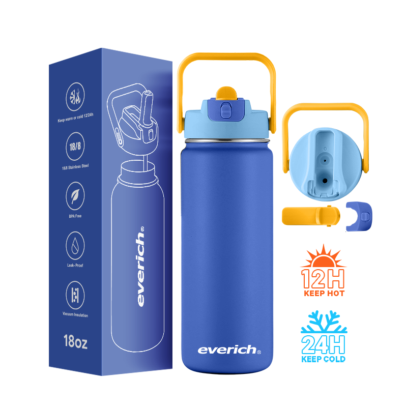 Sports Stainless Steel Insulated Vacuum Flasks Water Bottle for Outdoor Sports Water Flasks with detachable straw custom logo