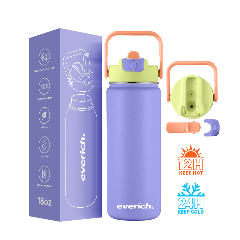 Sports Stainless Steel Insulated Vacuum Flasks Water Bottle for Outdoor Sports Water Flasks with detachable straw custom logo