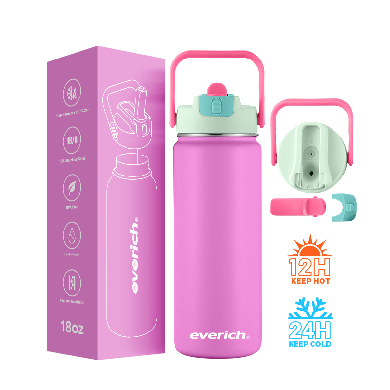 Sports Stainless Steel Insulated Vacuum Flasks Water Bottle for Outdoor Sports Water Flasks with detachable straw custom logo