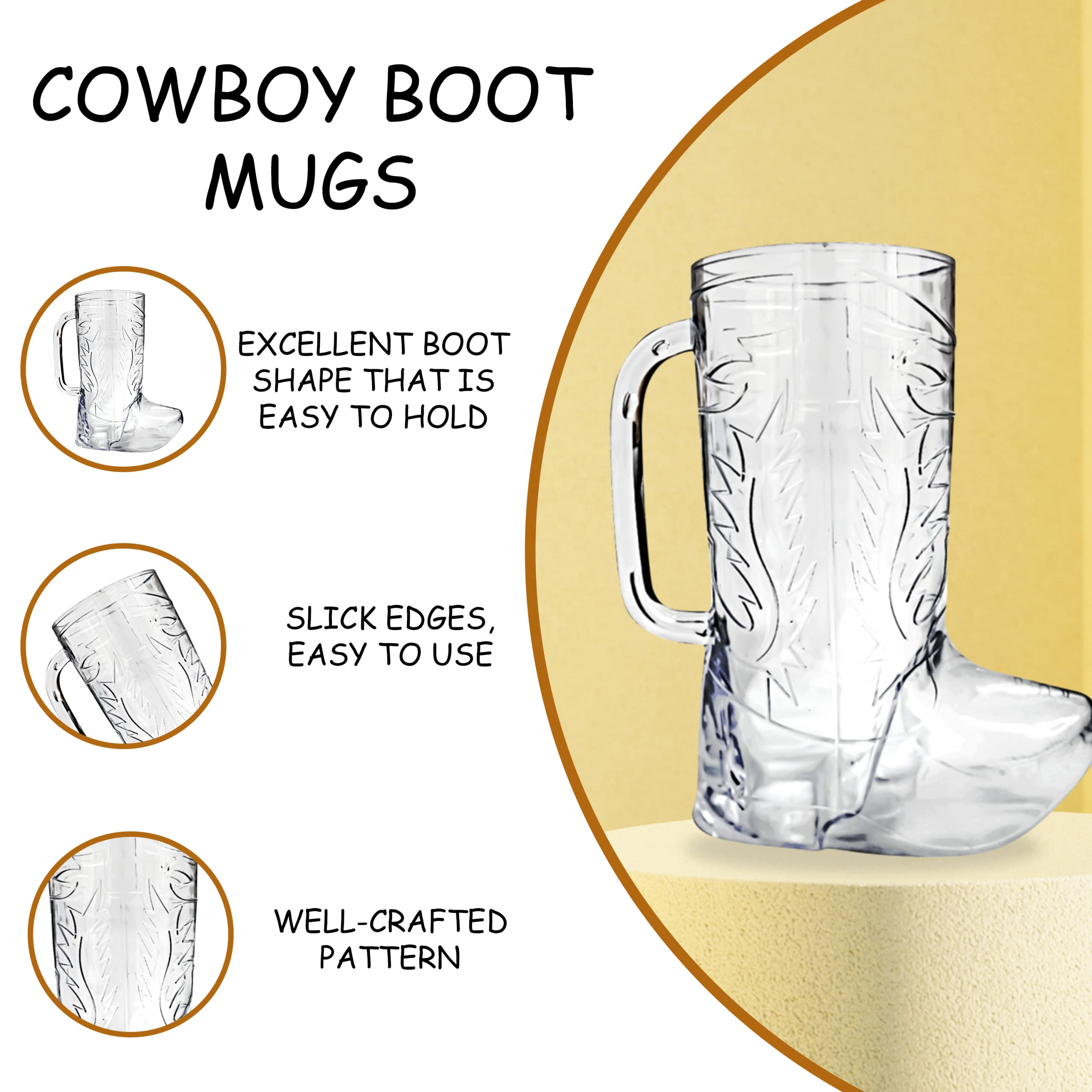 Wholesale 17oz Transparent PS Plastic Cowboy boot beer mugs with Handle for Party Creative Boot Shoes Shaped Boot Mug