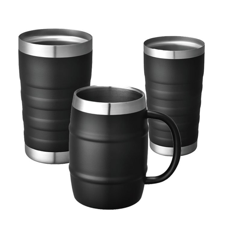 Vacuum flask 12oz stainless steel water bottle custom logo set matte black tumbler insulated coffee travel mug with handle