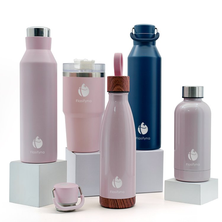 Vacuum flask 12oz stainless steel water bottle custom logo set matte black tumbler insulated coffee travel mug with handle